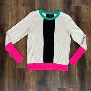 I Heart Ronson Size Large Metallic Color-Block Sweater Pink Black Green Grey